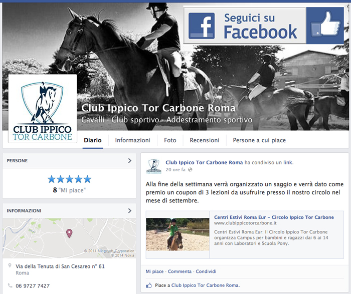 Fan Page Facebook del Club Ippico Tor Carbone